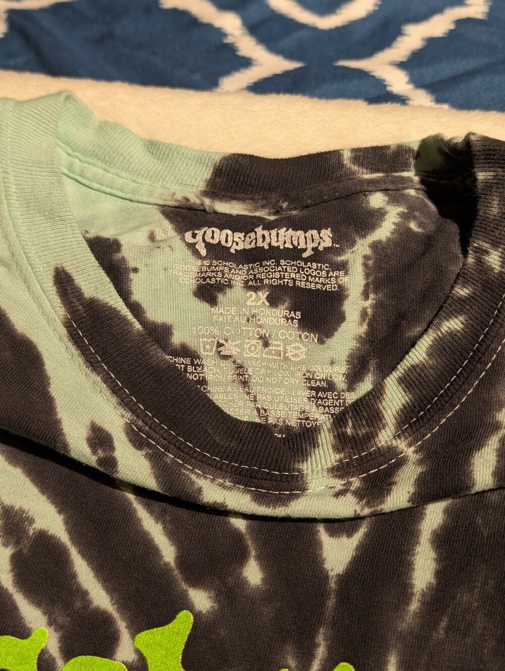 Goosebumps Tie-Dye Graphic Tee in Black and Mint. 2xl - Picture 3 of 4